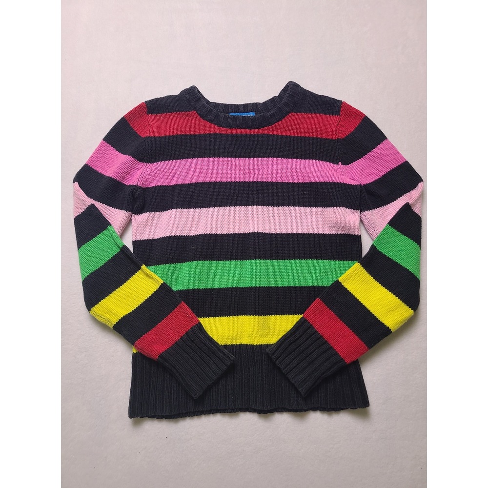 The Children's Place M 7/8 Sweater Rainbow Stripe Navy Blue Knit Pullover Preppy